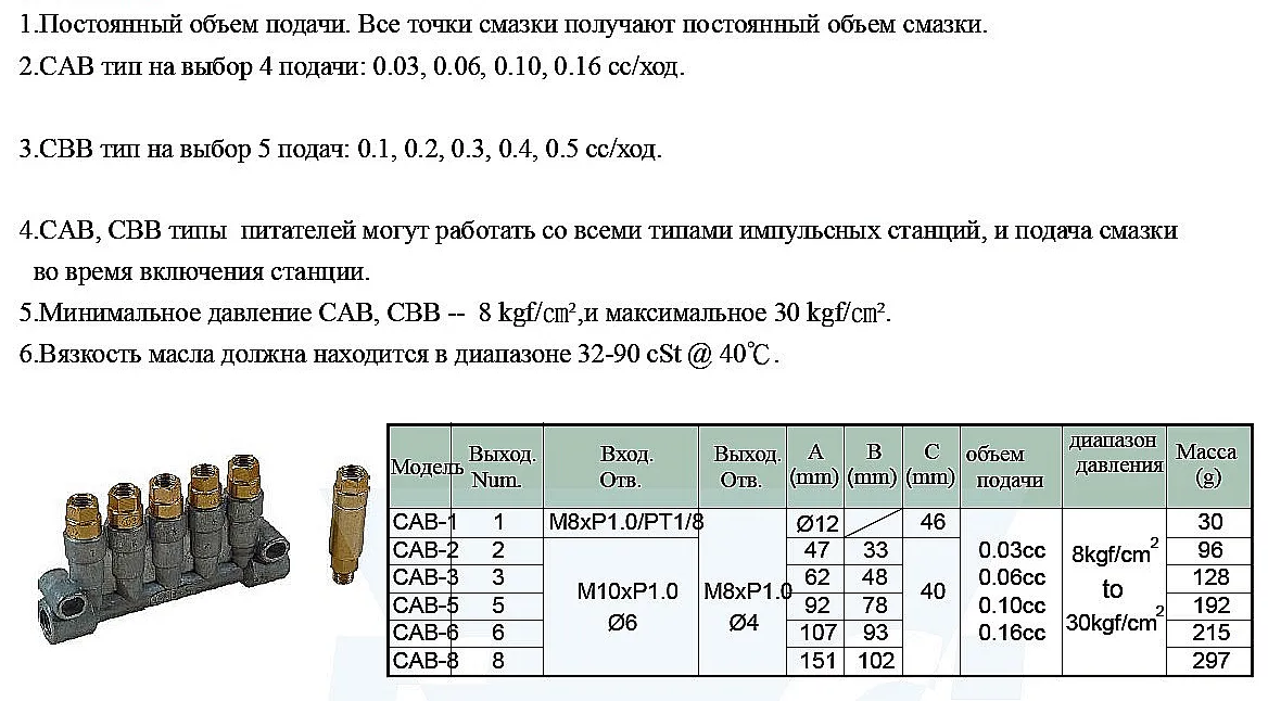 Импульсный смазочный питатель CBB-5 на белом фоне, вид сбоку для оценки монтажных габаритов
